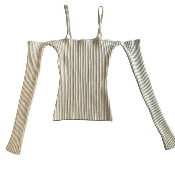 Anna Quan Ribbed Knit Off-the-Shoulder Fitted Bonnie Top AU 10 US 6 - Picture 4 of 11
